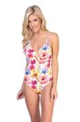 BRIGHT FLORAL V FRONT ONE PIECE