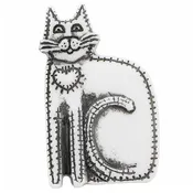 Cat Novelty Shank Button - White/Black - 30mm - 2 count