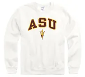 Arizona States University A.S.U. Sun Devils Block Crew Neck Sweatshirt-White
