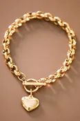 18k Gold Plated Waterproof Stainless Steel Link Heart Charm