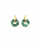 A Grade Jade Donut With Stainless Steel Loop Earring