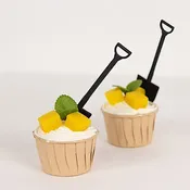 100 Black Mini Shovel Plastic Dessert Spoons