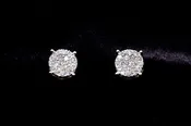 10K YELLOW GOLD 1.00 CTW ROUND DIAMOND CLUSTER STUD EARRINGS