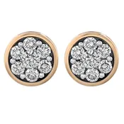 10K Yellow Gold Bezel Diamond Cluster Earrings