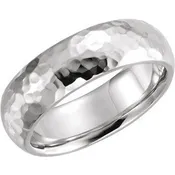10K White 7 mm Half Round Band with Hammer Finish Size 4
