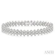 10 Ctw Chevron Link Round Cut Diamond Tennis Bracelet in 14K White Gold
