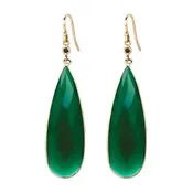 14k Black Diamond Green Agate Drop Earring (20.10 cts.tw)