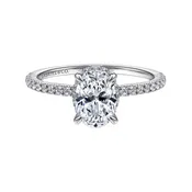 14K White Gold Hidden Halo Oval Diamond Engagement Ring