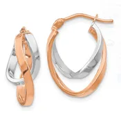 14k Rose and White Gold Hoop Earrings
