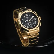 AM1001SS - AMBASSADOR POLISHED 18K GOLD / BLACK / SS BAND