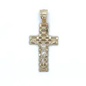 10K Two-Tone Gold Jesus Cross Pendant; 3.6g