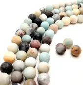 10mm Matte Black-Gold Amazonite 20 Beads on 8in. Strand