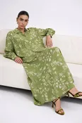 Coastal Illustrated Button Front Long Sleeve Blouse