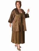 Mother of Bride Dressy Kimono Jacket Satin Crinkle Bronze Size 30/32