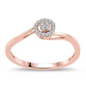 .06 ct. tw. Round Diamond Mini Cluster Promise Ring with Halo in 10K Pink Gold - PR0258A70G1P-10KP