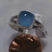 Blue Chalcedony Cushion Cabochon Split Shank Ring