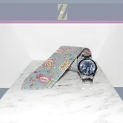 Paisley on Blue Handcrafted Necktie