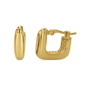 14k Yellow Gold Chubby Square Hoop Earrings