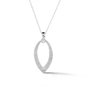 14K White Gold Marquise Textured Pendant