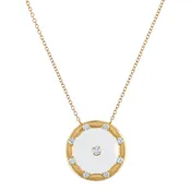 14K Gold Diamond Sapphire Glass Necklace