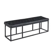 Black Faux Leather Accent Bench with Metal Frame