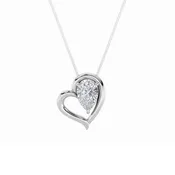 0.5CTW Pear Shaped Lab Grown Diamond (F/VS) Heart Pendant in 14K  White Gold