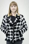 Black & White Rex Rabbit Knitted 24” Jacket with Checker Design Detail – size 4-6