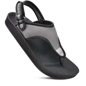 AEROTHOTIC L0616 CORAL GREY MESH SLINGBACK THONG SANDAL WITH SUPPORTIVE FOOTBED