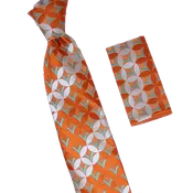 Barcelona Tile Tie & Pocket Square | 100% Silk | Rust