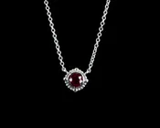 14k Solid White Gold and Natural Ruby Pendant