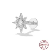 16G Sterling Silver Celestial Flat Back Piercing Stud