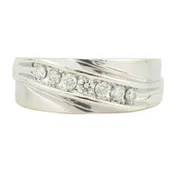 0.21ctw Gent's Diamond Accented Wedding Band in 10K White Gold - Size 7