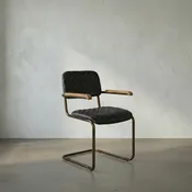 0045 Dining Arm Chair, Vintage Black Leather