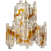 Clear & Amber Murano Chandelier by Mazzega