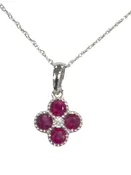 14K gold, Diamond, and Dainty Four Ruby Necklace