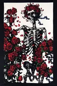 3-D Grateful Dead Skeleton & Roses Mini Tapestry 30" x45" with FREE 3-D Glasses