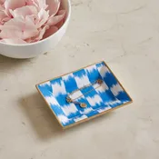 Checkered Ikat Enameled Landry Jewelry Tray