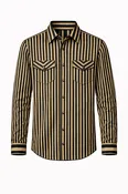 2 Rowels Ranch Men's Long Sleeve Black and Tan Performance Pearl Snap Shirt