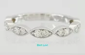 14k White Gold Half Circle Round Diamond Marquise Style Wedding Band 0.35 ct