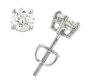 1.25cttw Round Diamond Stud Earrings in 14K White Gold 4-Prong Set – I–J Color, I1–I2 Clarity