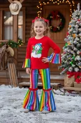 Christmas serape snow man printed girl set wholesale DLH0824-7 7S3