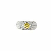 14K White Gold Citrine Scattered Diamond Ring