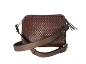 Allan K Reese Toledo Leather Crossbody Bag- Bamboo Weave  | Brown | Final Sale - No Returns