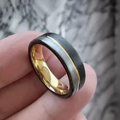 6 mm Brushed Tungsten, with 18 Kt Plated Yellow Gold Sleeve - YG122BC