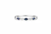 14kt white gold diamond and sapphire ring size 6.5