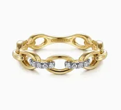14K Yellow Gold Diamond Oval Link Chain Ladies Ring