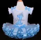 1st Birthday Dress, Princess Birthday Outfit in blue