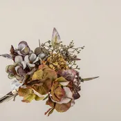 14" PURPLE PEONY, HYDRANGEA & BABY'S BREATH BOUQUET