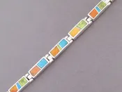 Colorful Multi-Stone Inlay Link Bracelet (Narrow)