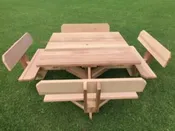 56″ Square Picnic Table with Backs on Seats